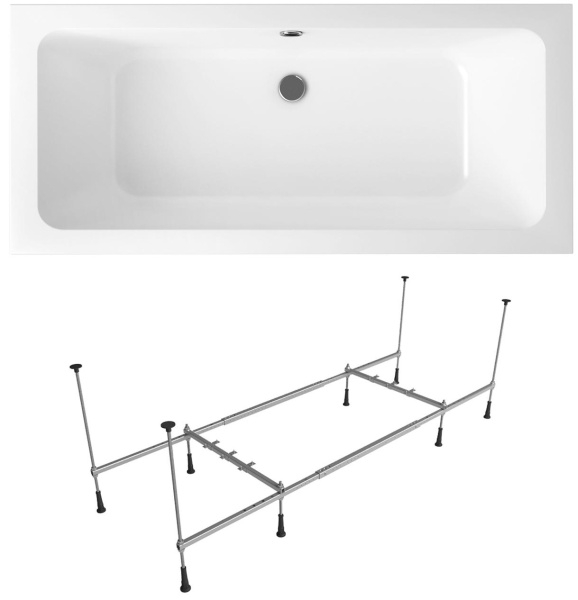 Комплект 2 в 1 Lavinia Boho Pure S1-37100075, акриловая ванна 170x75 см, усиленный металлический каркас с монтажным набором