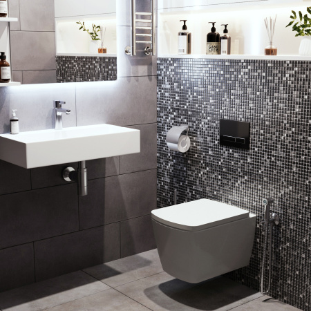 Комплект 4 в 1 инсталляции для подвесного унитаза Lavinia Boho Relfix 77010004 (с черной пластиковой клавишей смыва, звукоизоляцией и крепежом)