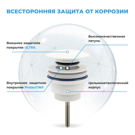 Комплект 3 в 1 Lavinia Boho One 21520787: подвесная раковина 37 см, металлический сифон, донный клапан