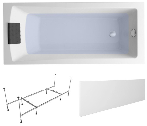 Комплект 4 в 1 Lavinia Boho One S2-3701005P, акриловая ванна 150x70 см, металлический каркас с монтажным набором, подголовник, лицевой экран