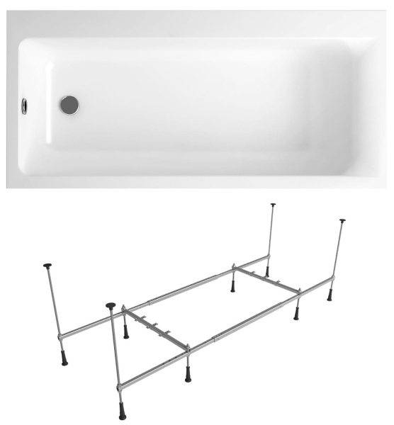 Комплект 2 в 1 Lavinia Boho Catani S1-3712160L, акриловая ванна 160x80 см (левый разворот), усиленный металлический каркас с монтажным набором