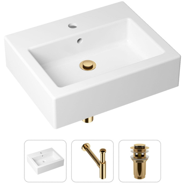 Комплект 3 в 1 Lavinia Boho Bathroom Sink 21520688: накладная раковина 50.5 см, металлический сифон, донный клапан