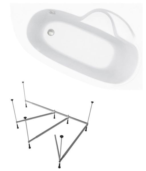 Комплект 2 в 1 Lavinia Boho Bell Pro S1-3702160R, акриловая ванна 160x105 см (правый разворот), усиленный металлический каркас