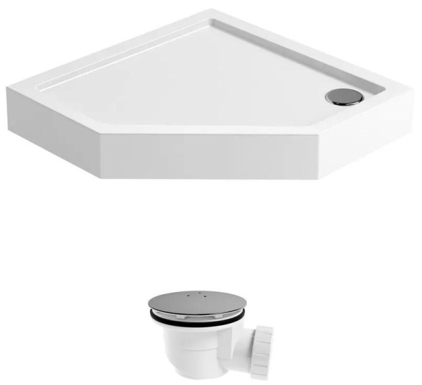 Комплект пятиугольного душевого поддона с сифоном Lavinia Boho Art 3708190S, 90 х 90 см