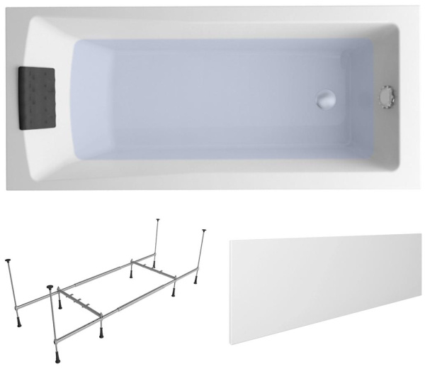Комплект 4 в 1 Lavinia Boho One S2-3701075P, акриловая ванна 170x75 см, металлический каркас с монтажным набором, подголовник, лицевой экран