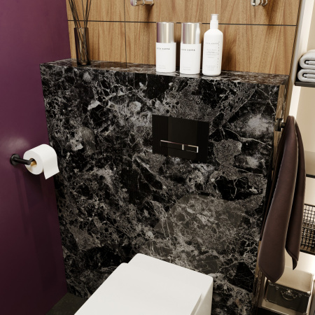 Комплект 4 в 1 инсталляции для подвесного унитаза Lavinia Boho Relfix 77010010 (с черной стеклянной клавишей смыва, звукоизоляцией и крепежом)