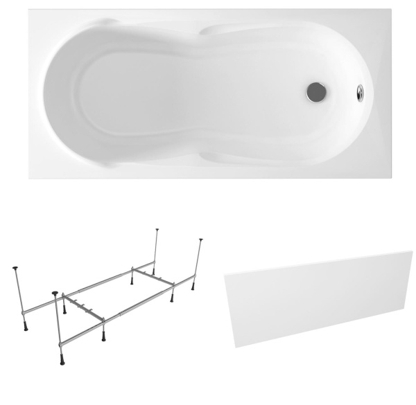 Комплект 3 в 1 Lavinia Boho Easter Pro S2-37060060, акриловая ванна 160x70 см, усиленный металлический каркас с монтажным набором, лицевой экран Комплект 3 в 1 Lavinia Boho Easter Pro S2-37060060, акриловая ванна 160x70 см, усиленный металлический каркас с монтажным набором, лицевой экран
