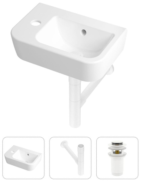 Комплект 3 в 1 Lavinia Boho One 21520734: подвесная раковина 37 см, металлический сифон, донный клапан