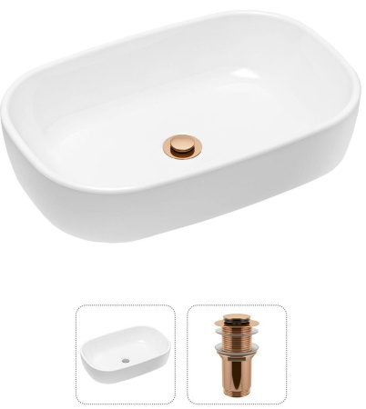 Комплект 2 в 1 Lavinia Boho Bathroom Sink 21520794: накладная раковина 54 см, донный клапан