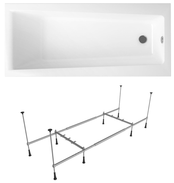 Комплект 2 в 1 Lavinia Boho Rock S1-37070060, акриловая ванна 160x75 см, усиленный металлический каркас с монтажным набором