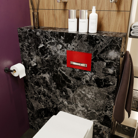 Комплект 4 в 1 инсталляции для подвесного унитаза Lavinia Boho Relfix 77010014 (с красно-белой стеклянной клавишей смыва, звукоизоляцией и крепежом)