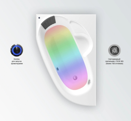 Комплект 4 в 1 Lavinia Boho Bell Pro S3-370217PL, акриловая ванна 170x110 см (левый разворот), усиленный каркас, мягкий подголовник, хромотерапия