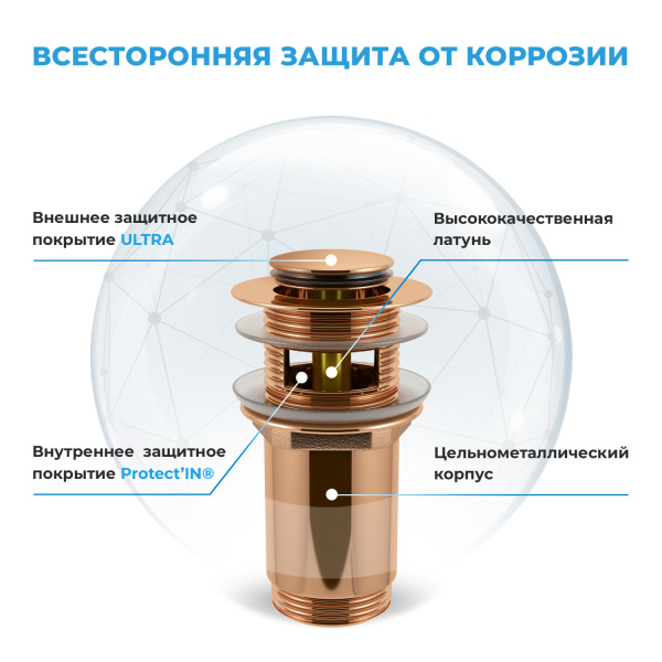 Комплект 3 в 1 Lavinia Boho One 21520742: подвесная раковина 37 см, металлический сифон, донный клапан