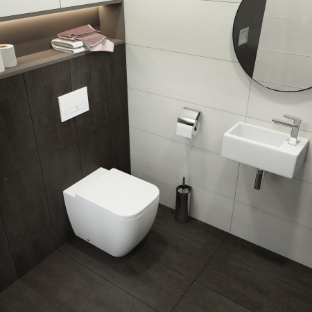 Комплект 5 в 1 Lavinia Boho One 87551031, приставной унитаз, сиденье микролифт, бачок скрытого монтажа, крепление, клавиша смыва, диспенсер