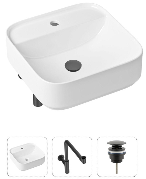 Комплект 3 в 1 Lavinia Boho Bathroom Sink 21520318: накладная раковина 42 см, металлический сифон, донный клапан