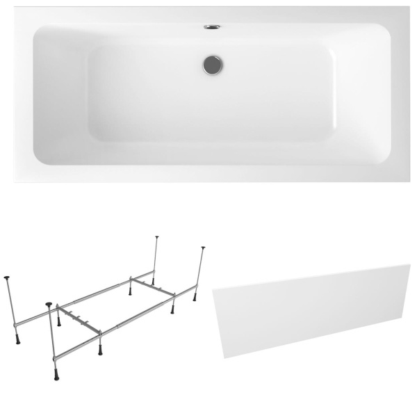 Комплект 3 в 1 Lavinia Boho Pure S2-37100080, акриловая ванна 180x80 см, усиленный металлический каркас с монтажным набором, лицевой экран Комплект 3 в 1 Lavinia Boho Pure S2-37100080, акриловая ванна 180x80 см, усиленный металлический каркас с монтажным набором, лицевой экран