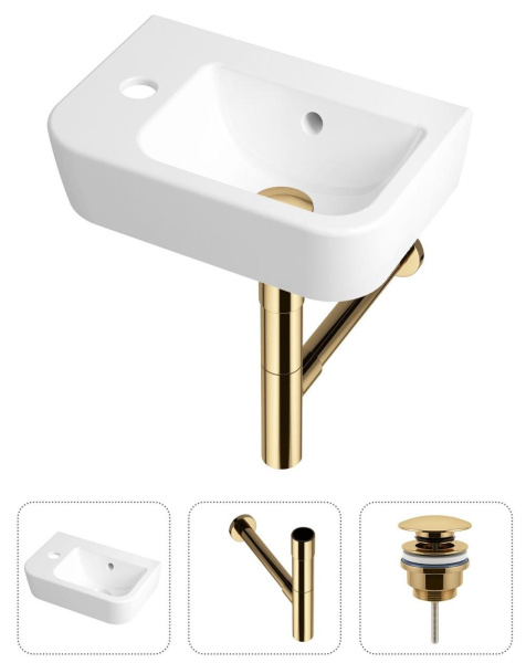 Комплект 3 в 1 Lavinia Boho One 21520731: подвесная раковина 37 см, металлический сифон, донный клапан