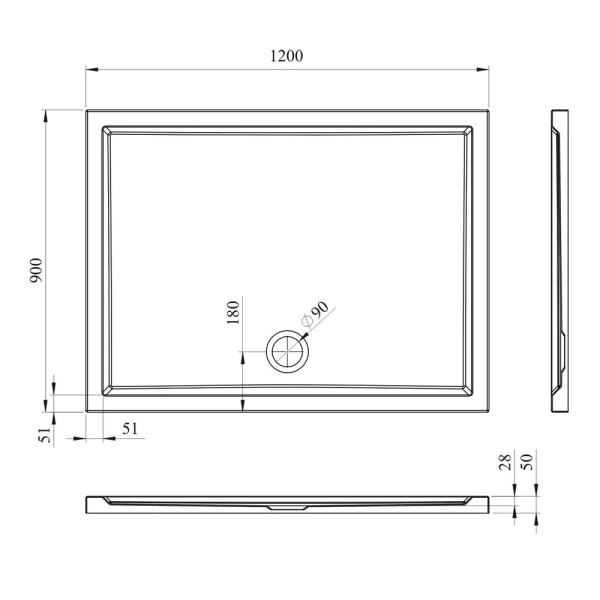 Акриловый душевой поддон Lavinia Boho One 37018120, прямоугольный, 120 х 90 см