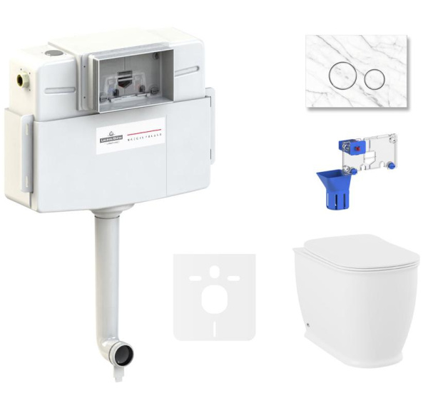 Комплект 5 в 1 Lavinia Boho Bell Pro 87551017, приставной унитаз, сиденье микролифт, бачок скрытого монтажа, крепление, клавиша смыва, диспенсер