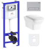 Комплект 6 в 1 Lavinia Boho Bristol Rimless 77040111, премиум с пластиковой серой клавишей, инсталляцией и унитазом