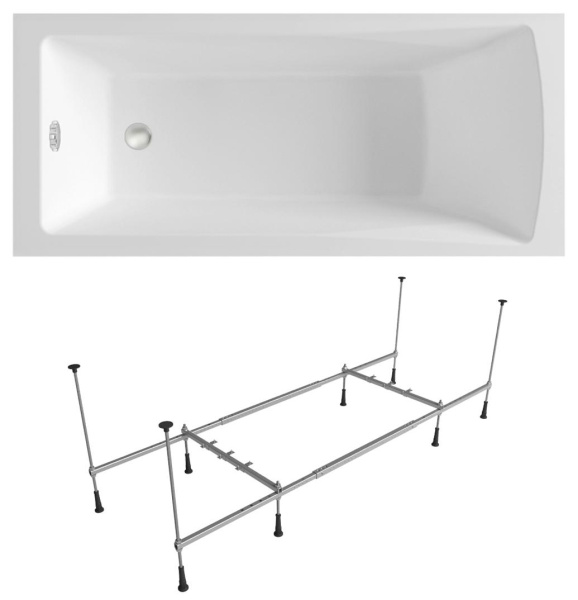 Комплект 2 в 1 Lavinia Boho One S1-37010050, акриловая ванна 150x70 см, металлический каркас с монтажным набором