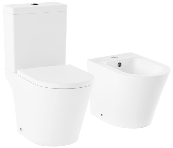 Комплект 2 в 1 Lavinia Boho Biore 21030003, напольный унитаз, быстросъемное сиденье микролифт из прочного дюропласта, напольное биде