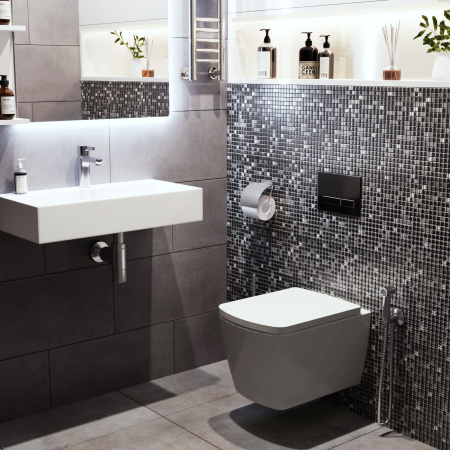 Комплект 4 в 1 инсталляции для подвесного унитаза Lavinia Boho Relfix 77020022 (с черной стеклянной клавишей смыва, звукоизоляцией и крепежом)