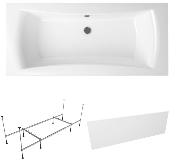 Комплект 3 в 1 Lavinia Boho Evan S2-37110180, акриловая ванна 180x80 см, усиленный металлический каркас с монтажным набором, лицевой экран Комплект 3 в 1 Lavinia Boho Evan S2-37110180, акриловая ванна 180x80 см, усиленный металлический каркас с монтажным набором, лицевой экран