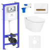 Умный комплект 7 в 1 Lavinia Boho Smart V-Clean 87561166, безободковый унитаз, электронная крышка-биде, пульт ДУ, инсталляция, крепление, клавиша смыва, шумоизоляция, диспенсер