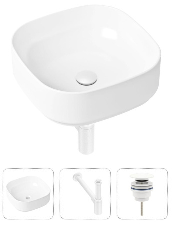 Комплект 3 в 1 Lavinia Boho Bathroom Sink 21520230: накладная  раковина 40 см, металлический сифон, донный клапан