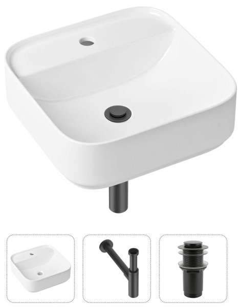 Комплект 3 в 1 Lavinia Boho Bathroom Sink 21520307: накладная раковина 42 см, металлический сифон, донный клапан