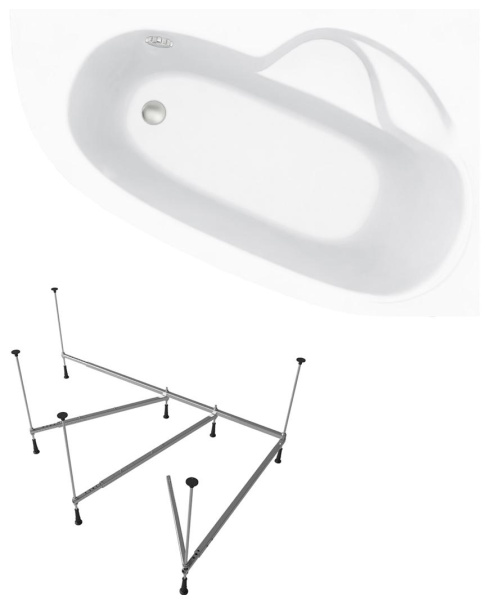 Комплект 2 в 1 Lavinia Boho Bell Pro S1-3702140R, акриловая ванна 140x95 см (правый разворот), усиленный металлический каркас