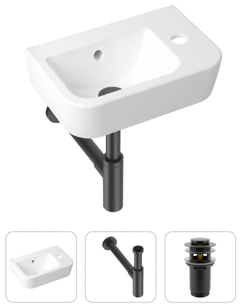 Комплект 3 в 1 Lavinia Boho One 21520780: подвесная раковина 37 см, металлический сифон, донный клапан