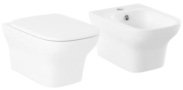 Комплект 2 в 1 Lavinia Boho Bristol Rimless 21031007, подвесной безободковый унитаз, быстросъемное сиденье микролифт из прочного дюропласта, подвесное биде