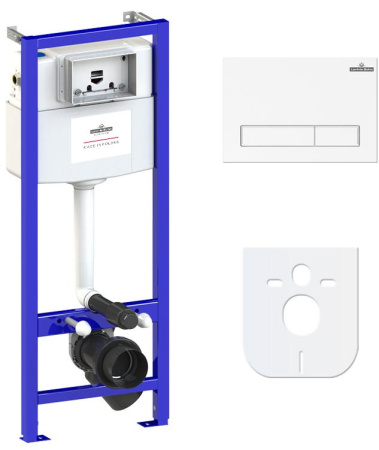 Комплект 4 в 1 инсталляции для подвесного унитаза Lavinia Boho Relfix 77010001 (с белой пластиковой клавишей смыва, звукоизоляцией и крепежом)