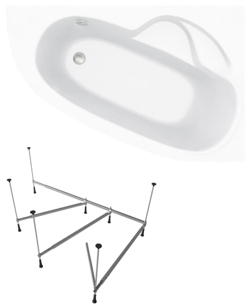 Комплект 2 в 1 Lavinia Boho Bell Pro S1-3702170R, акриловая ванна 170x110 см (правый разворот), усиленный металлический каркас