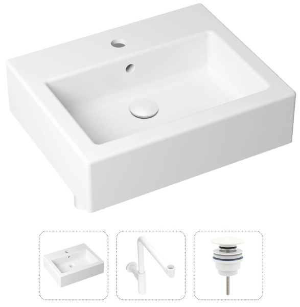 Комплект 3 в 1 Lavinia Boho Bathroom Sink 21520703: накладная раковина 50.5 см, металлический сифон, донный клапан