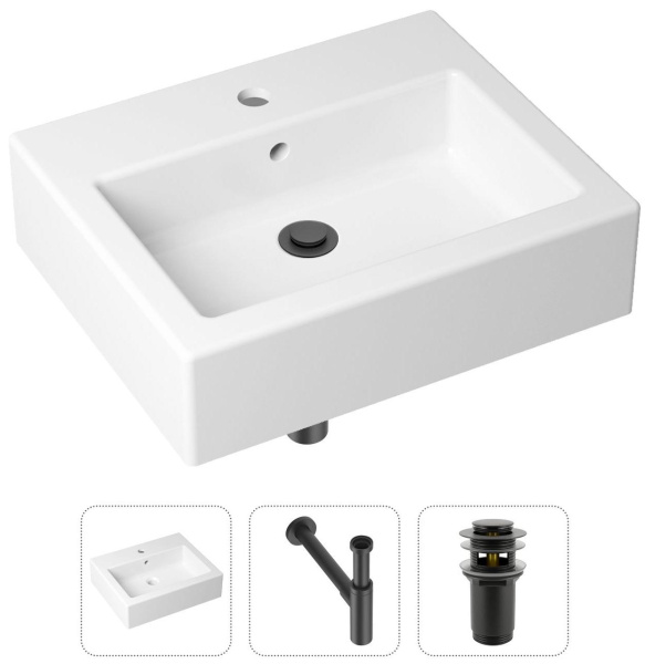 Комплект 3 в 1 Lavinia Boho Bathroom Sink 21520686: накладная раковина 50.5 см, металлический сифон, донный клапан