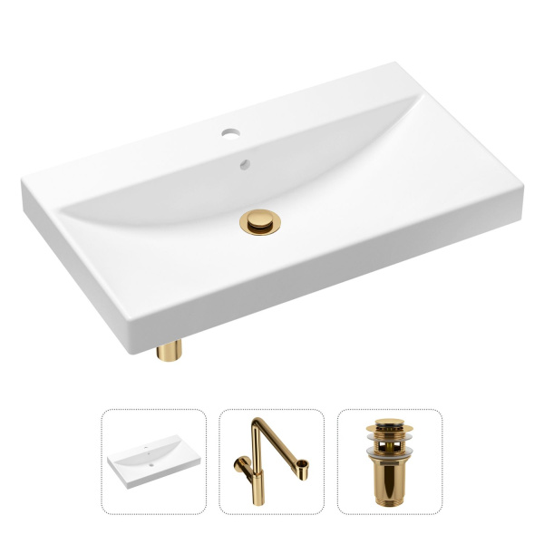 Комплект 3 в 1 Lavinia Boho Bathroom Sink 21520644: врезная раковина 80 см, металлический сифон, донный клапан