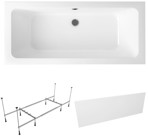 Комплект 3 в 1 Lavinia Boho Pure S2-37100075, акриловая ванна 170x75 см, усиленный металлический каркас с монтажным набором, лицевой экран Комплект 3 в 1 Lavinia Boho Pure S2-37100075, акриловая ванна 170x75 см, усиленный металлический каркас с монтажным набором, лицевой экран