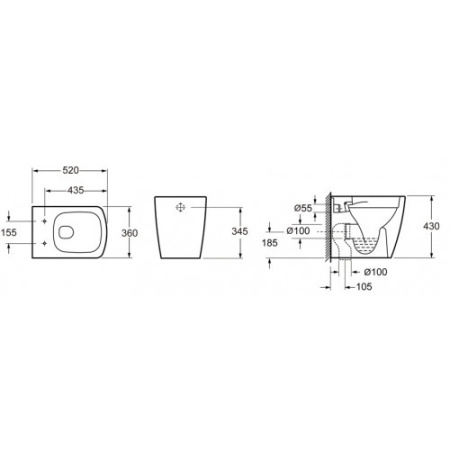 Чаша приставного унитаза Lavinia Boho Aveo Rimless 3306404R