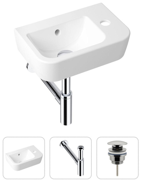 Комплект 3 в 1 Lavinia Boho One 21520779: подвесная раковина 37 см, металлический сифон, донный клапан