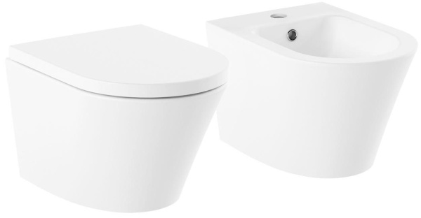 Комплект 2 в 1 Lavinia Boho Biore Compacto Rimless 21031005, подвесной безободковый унитаз, быстросъемное сиденье микролифт из прочного дюропласта, подвесное биде