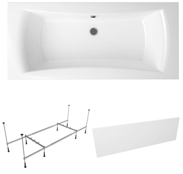 Комплект 3 в 1 Lavinia Boho Evan S2-37110190, акриловая ванна 190x90 см, усиленный металлический каркас с монтажным набором, лицевой экран Комплект 3 в 1 Lavinia Boho Evan S2-37110190, акриловая ванна 190x90 см, усиленный металлический каркас с монтажным набором, лицевой экран