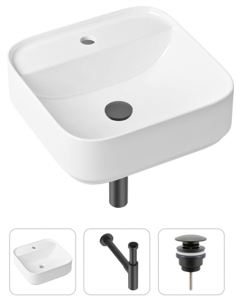 Комплект 3 в 1 Lavinia Boho Bathroom Sink 21520308: накладная раковина 42 см, металлический сифон, донный клапан