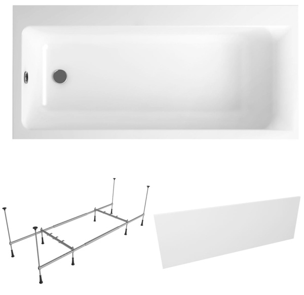 Комплект 3 в 1 Lavinia Boho Catani S2-3712170L, акриловая ванна 170x80 см (левый разворот), усиленный металлический каркас с монтажным набором, лицевой экран Комплект 3 в 1 Lavinia Boho Catani S2-3712170L, акриловая ванна 170x80 см (левый разворот), усиленный металлический каркас с монтажным набором, лицевой экран