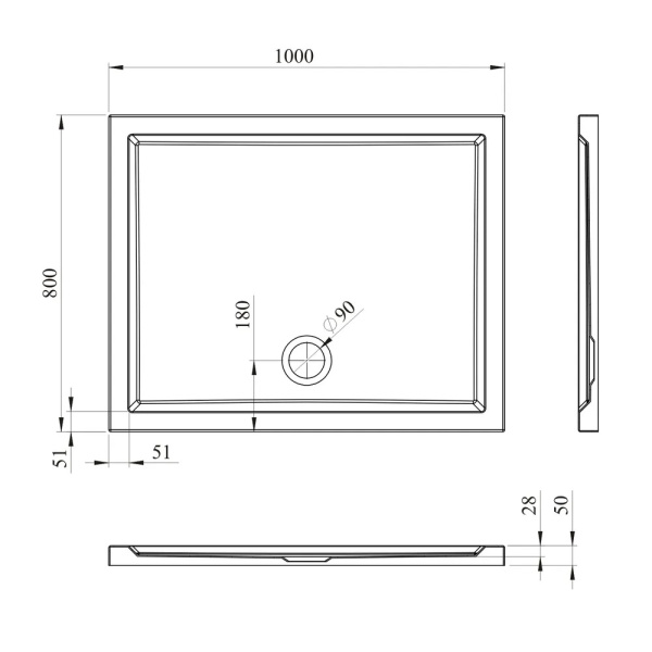 Акриловый душевой поддон Lavinia Boho One 37015100, прямоугольный, 100 х 80 см