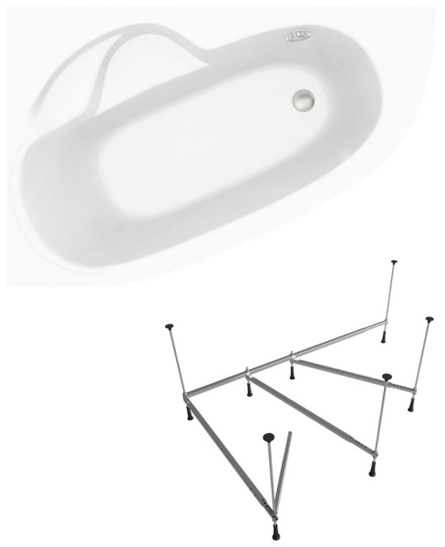 Комплект 2 в 1 Lavinia Boho Bell Pro S1-3702150L, акриловая ванна 150x100 см (левый разворот), усиленный металлический каркас