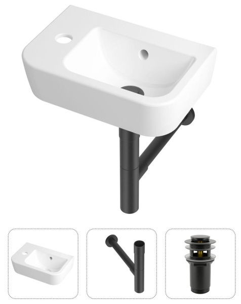 Комплект 3 в 1 Lavinia Boho One 21520728: подвесная раковина 37 см, металлический сифон, донный клапан