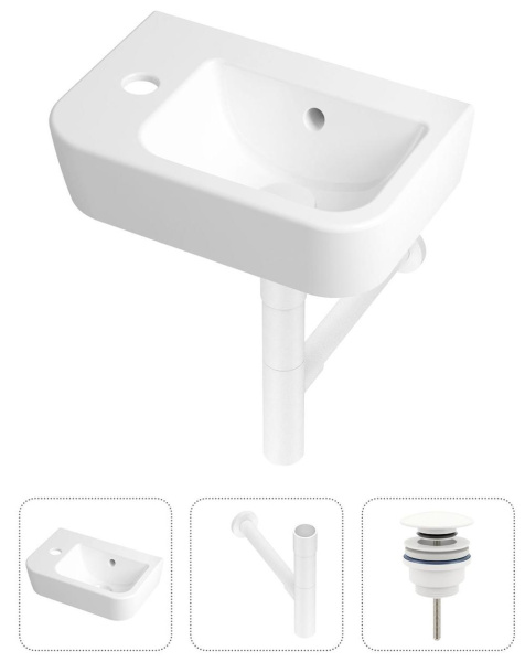 Комплект 3 в 1 Lavinia Boho One 21520735: подвесная раковина 37 см, металлический сифон, донный клапан